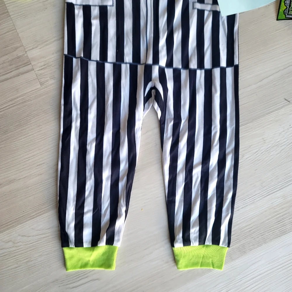 New Beetlejuice Boys Striped  Union Suit  Sleeper Pajamas Size XS 4/5 Hallowen